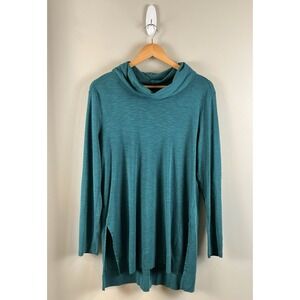 J. Jill Cowl Neck Tunic Womens Sz Medium 100% Pima Cotton Turquoise